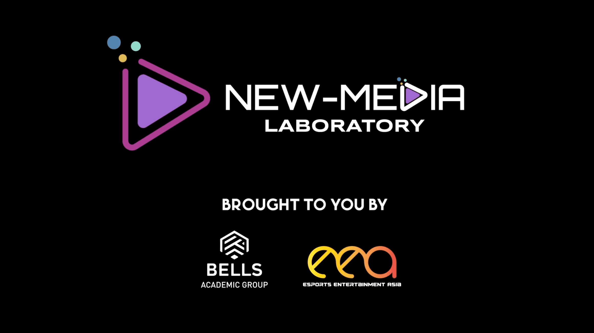 New Media Lab logo, with brought to you by EEA and Bells logo underneath